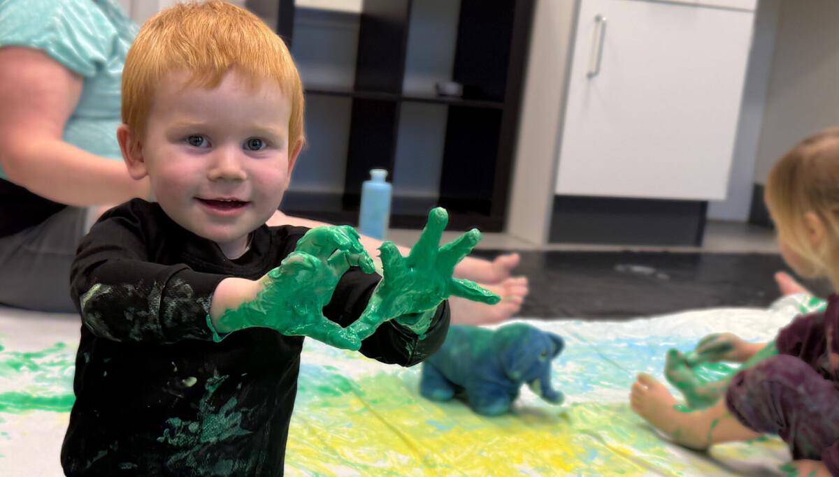 Children experience art with their bodies