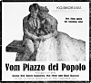 Schwarzweiße Anzeige für den Film Vom Piazza del Popolo im Kino Kosmorama mit Filmszene.